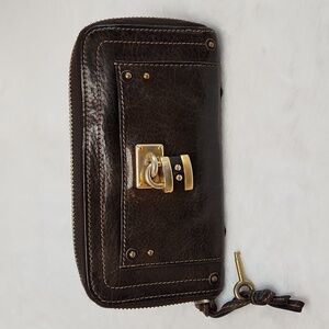Chloé Paddington Brown Leather Long Wallet